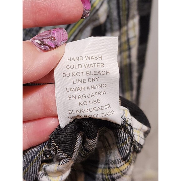 La Miel Womens Large Green Shirt Colorblock Plaid Flannel Shacket Farm Western - Picture 14 of 16